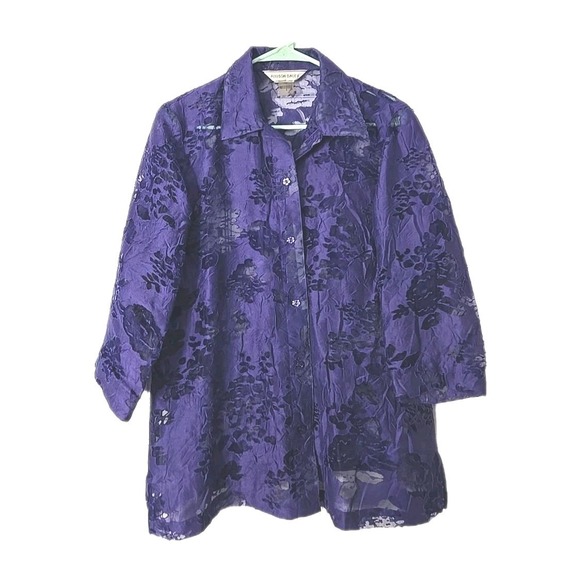 Alfred Daley Tops - Alfred Daley 3/4 Sleeve Button Down Blouse Size 8 Purple